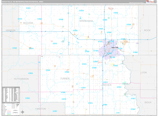 Sioux Falls Metro Area Wall Map Premium Style